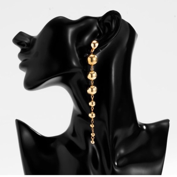 NEW Gold Long Ball Drop Earrings
